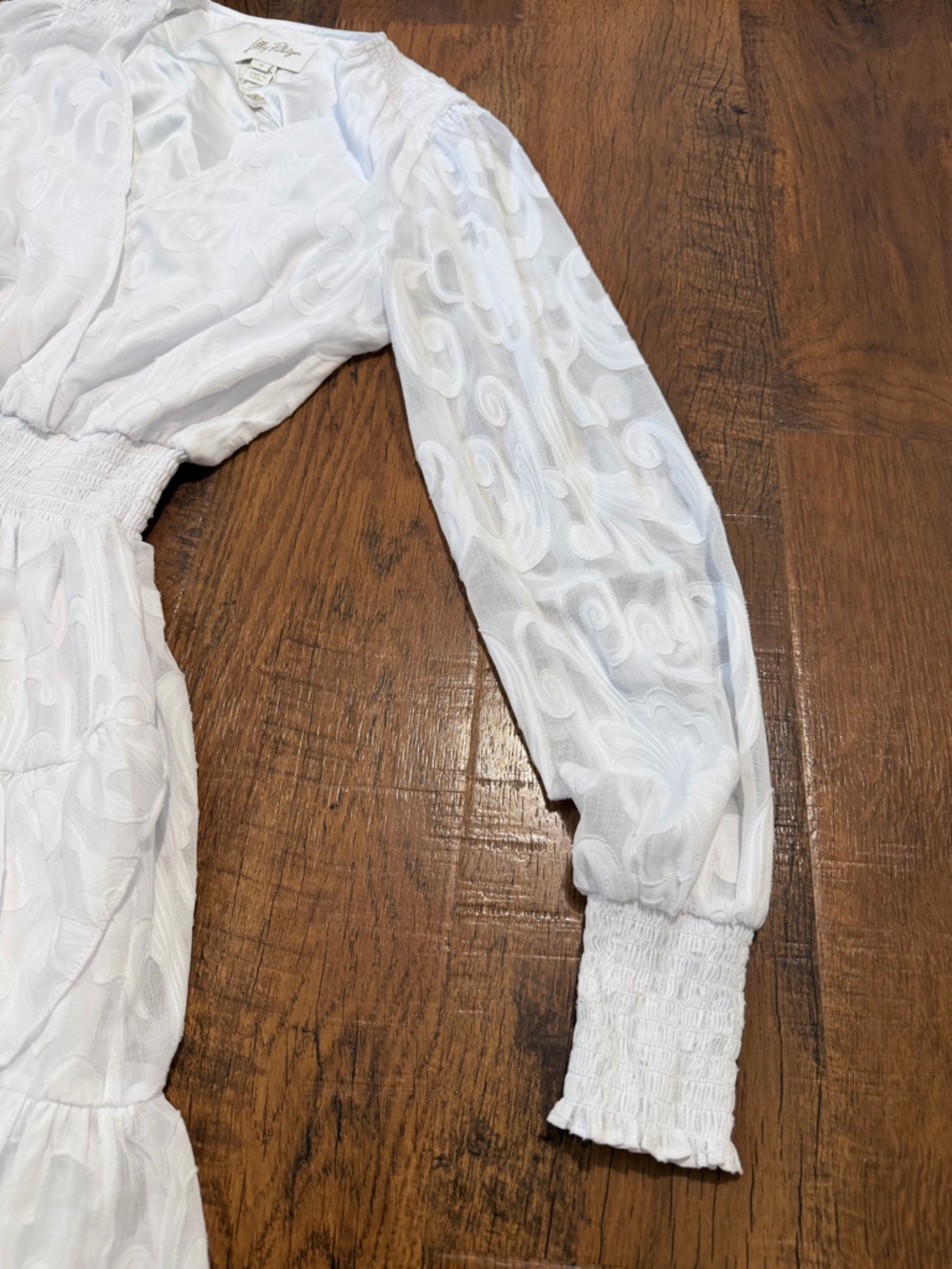 Lilly Pulitzer Cristiana Dress Women’s  SZ 2 Resort White Poly Crepe Swirl  Clip - Picture 10 of 16